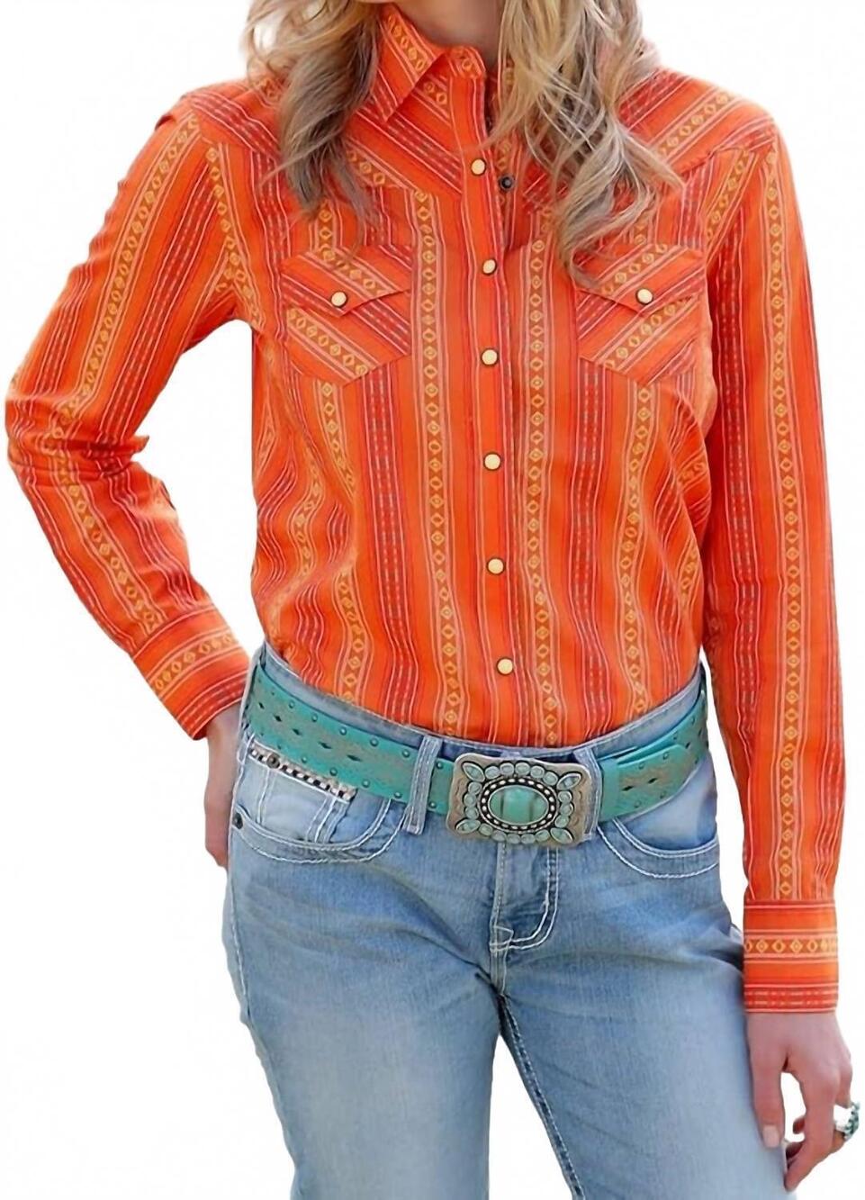 NEW CRUEL DENIM women's long sleeve button down in orange